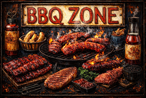 BBQ ZONE Outdoor Home Kitchen Farmhouse Patio Backyard Rustic Decor Metal Sign