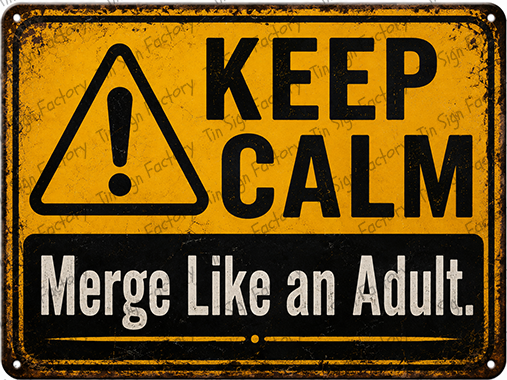 MERGE LIKE AN ADULT Home Workshop Shed Garage Bar Shop Warning Tin Metal Sign - Tin Sign Factory Australia