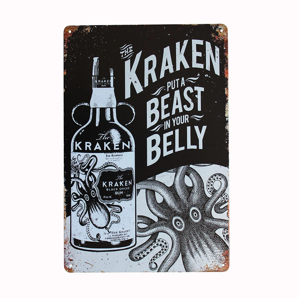 3x Metal Tin Sign Retro Metal Sign Put a Beast in Your Belly