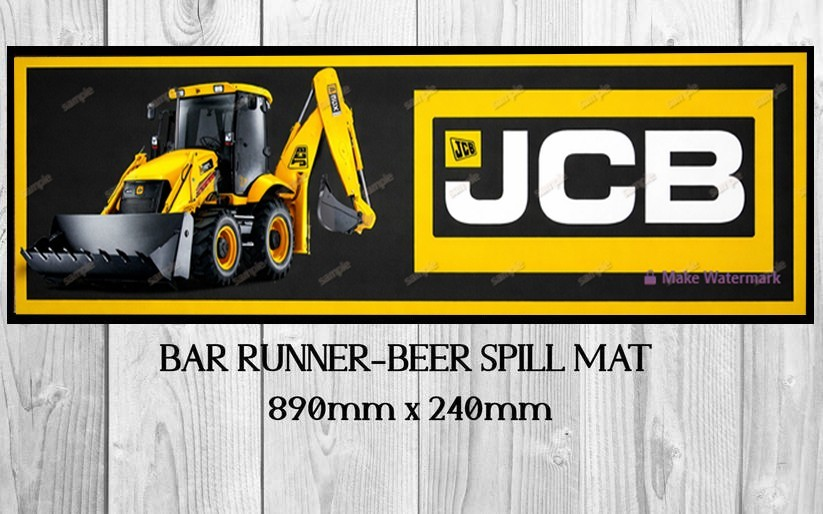 JCB 3CX (890mm X 240mm) Non-Slip Rubber Mat Home Bar Runner, Man Cave & Shed