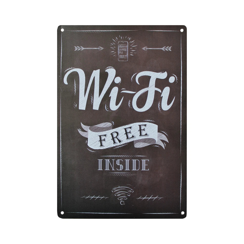 3x Tin Sign Wifi Free Inside Vintage Retro Bar Man Cave 200x300mm