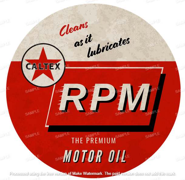 RPM Retro/ Vintage Caltex Motor Oil Man Cave Garage Home Décor Round Metal Sign - Tin Sign Factory Australia