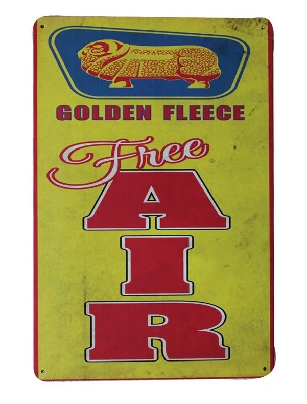 FREE AIR Home Wall Man Cave Garage Shed Workshop Golden Fleece Metal Tin Sign - Tin Sign Factory Australia
