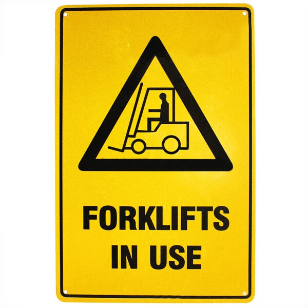 Warning Safety Sign Caution Forklifts in Use 200x300mm Metal Forklift