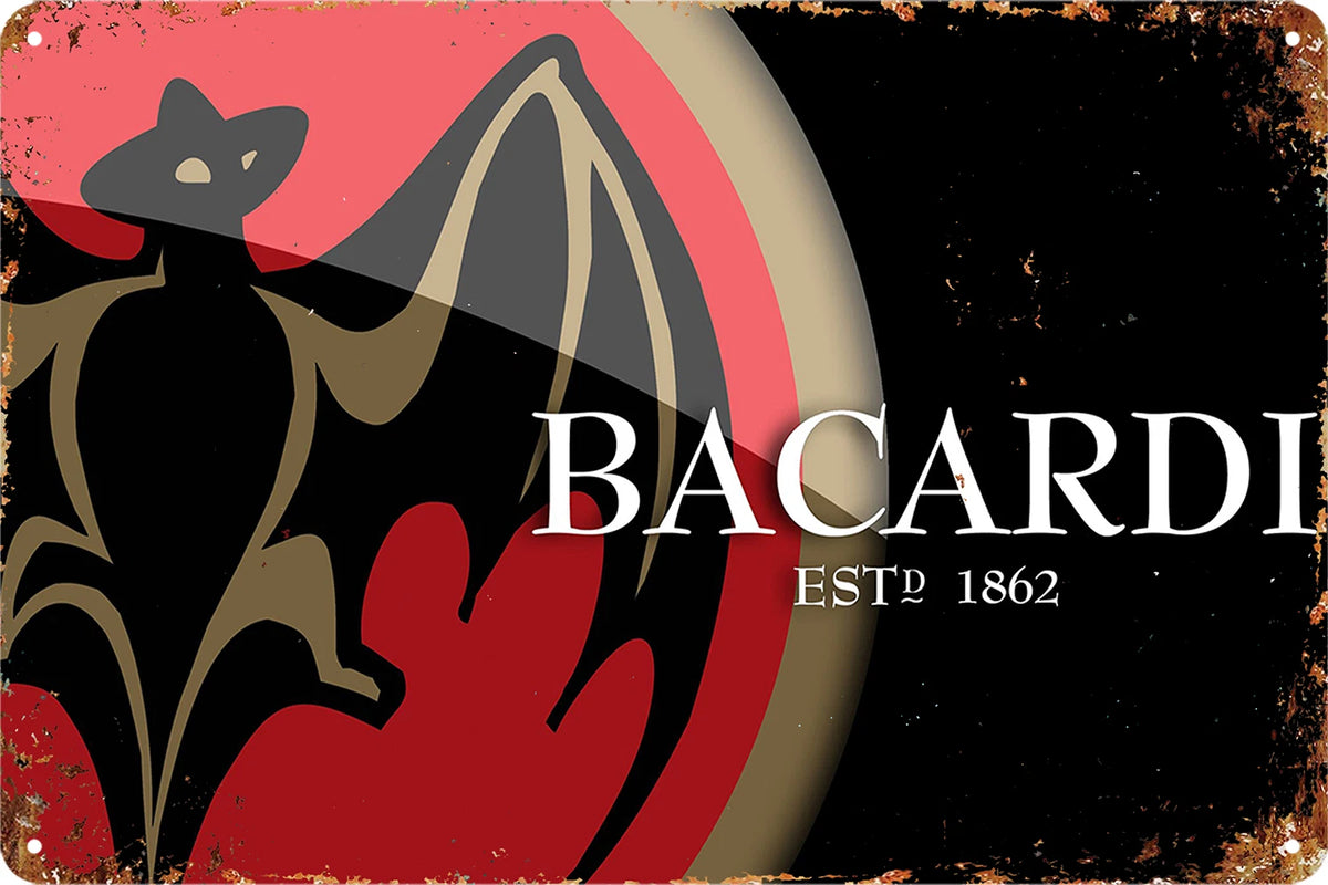 3x Bacardi Rum Cuba Libre Cocktail Tin Metal Sign Vintage