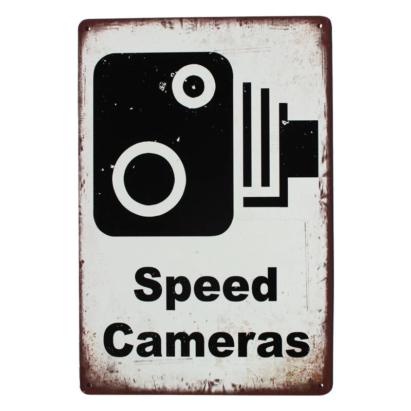 Warning Sign Tin Sign 200x300mm Metal Speed Cameras