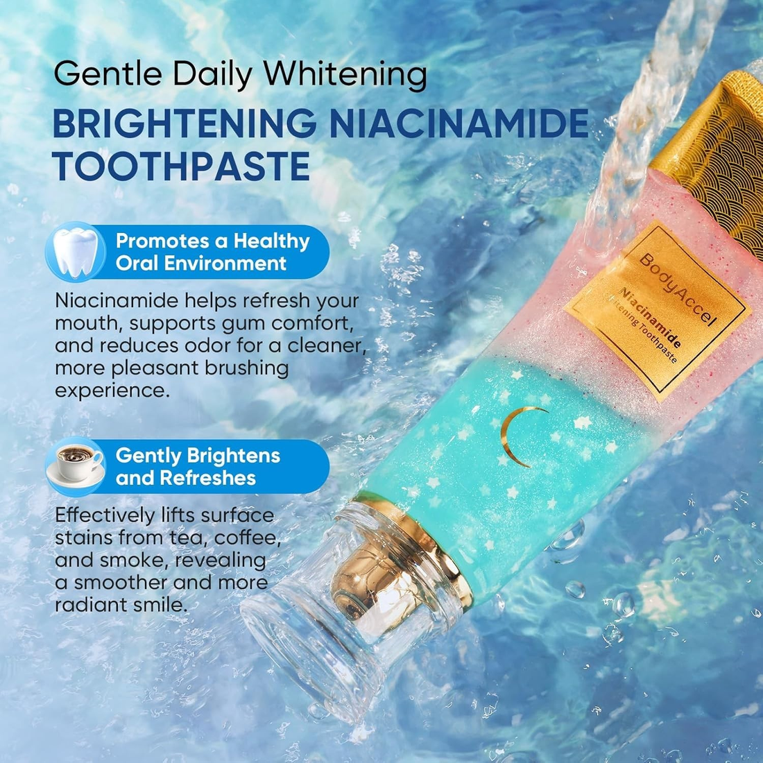 Bodyaccel Niacinamide Whitening Toothpaste – Natural Whitening Toothpaste with N - Tin Sign Factory Australia