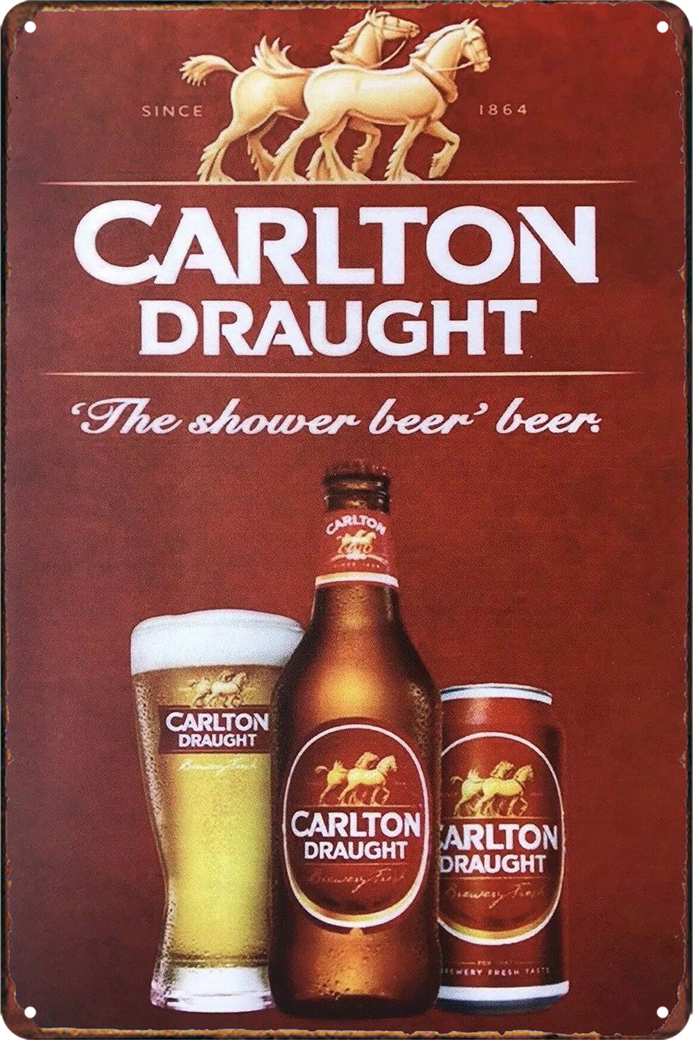 Carlton Draught Beer Tin Metal Sign Rustic Look Vintage product image