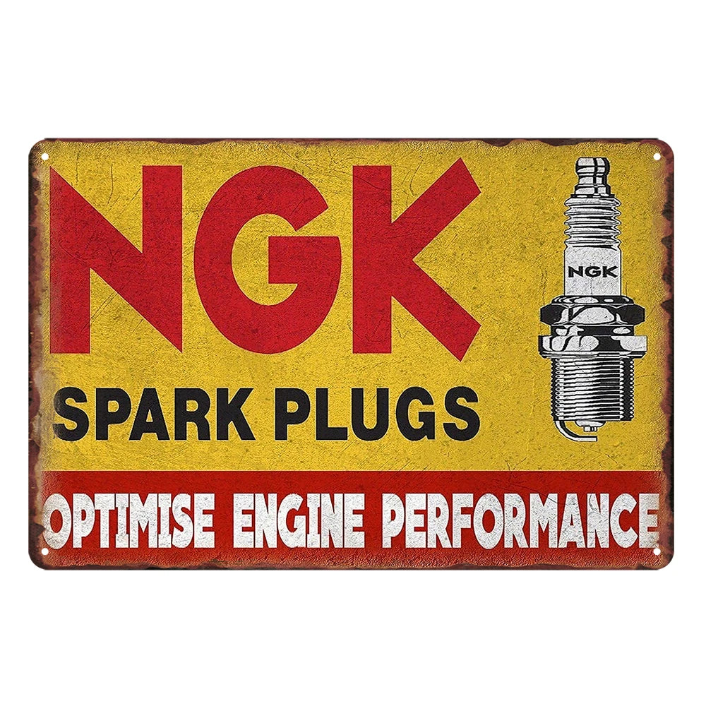 2x Ngk Spark Plugs Optimise Engine Rustic Metal Sign Vintage Tin