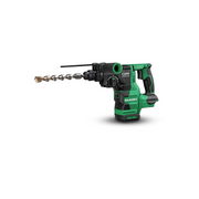 Green and black rotary hammer drill with drill bit 