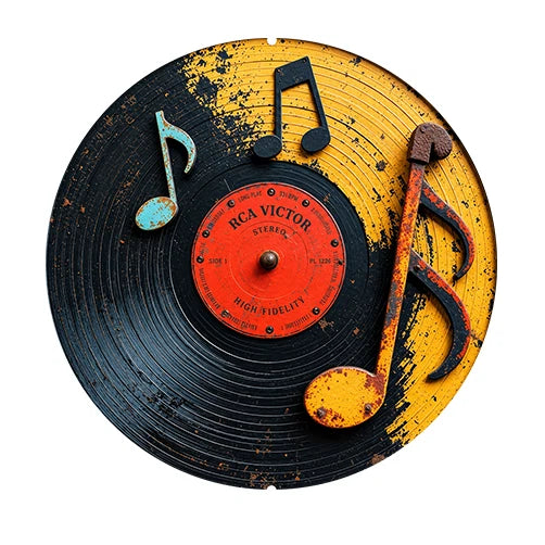 Vintage Music Record Vinyl 40 cm round aluminium sign