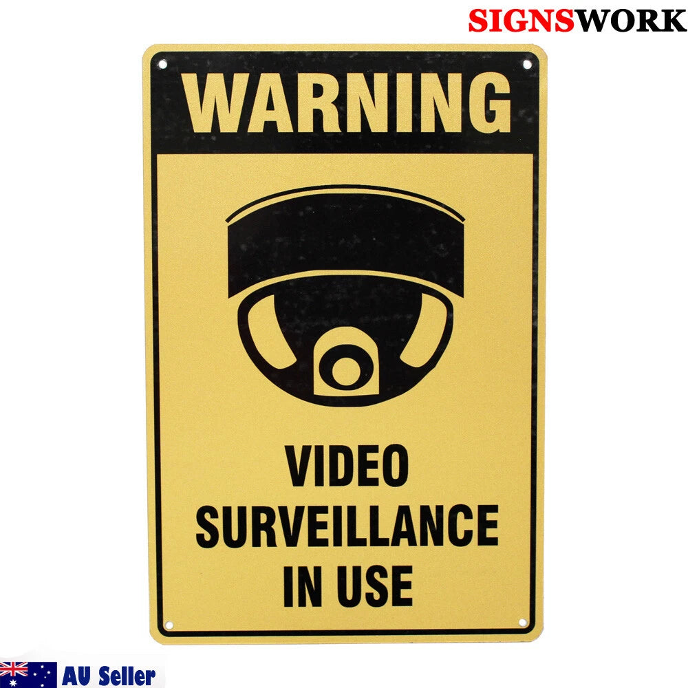 Warning Notice Video Surveliance Camera in Use Sign 300x200mm Metal - image 2