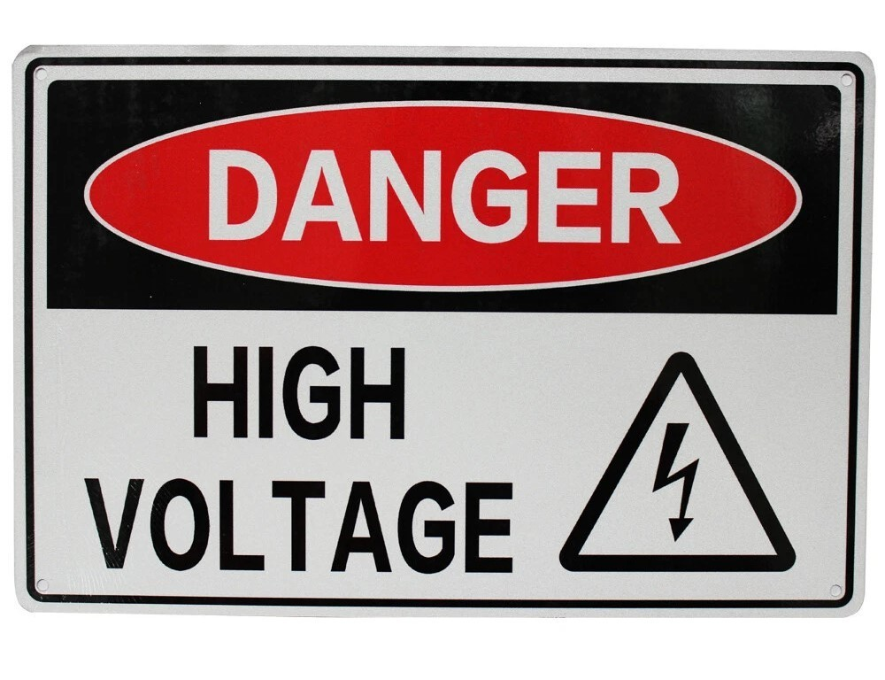 HIGH VOLTAGE Home Wall Man Cave Rustic Look Workshop Bar Warning Metal Sign