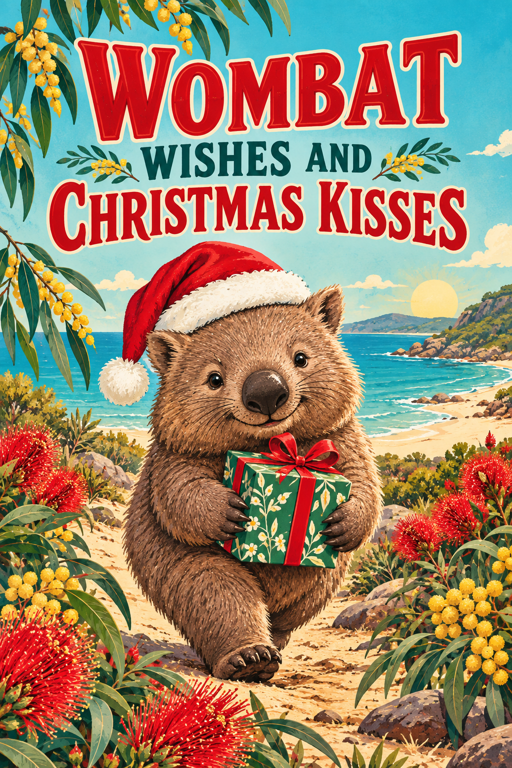 Wombat Wishes and Christmas Kisses Man Cave Garage Bar & Shed Decor Metal Sign