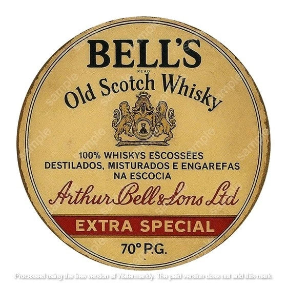 BELL'S OLD SCOTCH 40 cm round aluminium sign