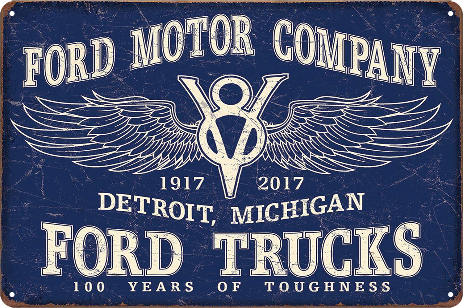 Ford Trucks V8 Tin Metal Sign Rustic Look Vintage product image
