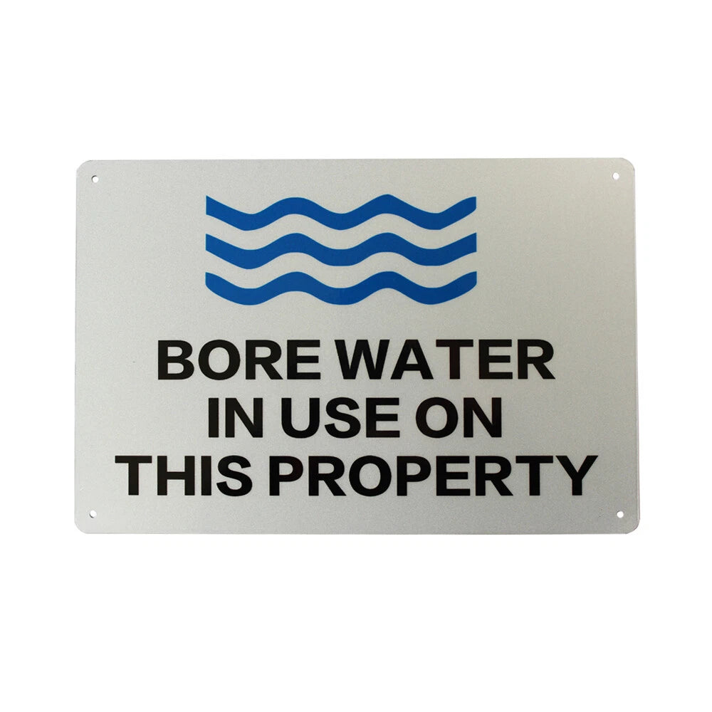 2x Warning Sign Bore Water in Use on This Property Home Farmer