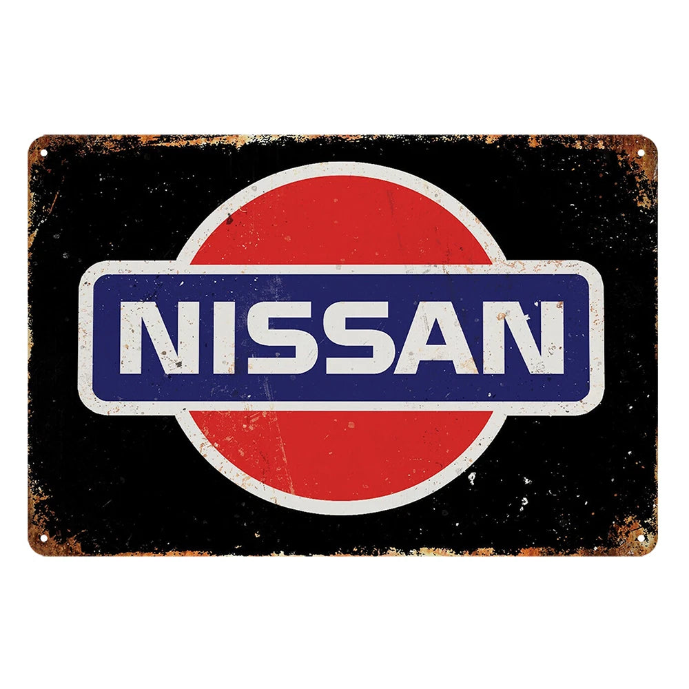 3x Nissan Car Auto Services Parts Rustic Metal Sign Vintage Tin Shed