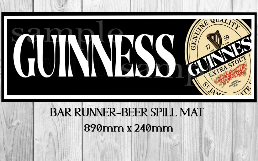 GUINNESS (890mm X 240mm) Non-Slip Beer Rubber Mat Man Cave Shed Pub Bar Runner - Tin Sign Factory Australia