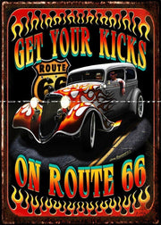 GET YOUR KICKS ON ROUTE 66 Retro/ Vintage Tin Metal Sign Man Cave, Wall Home Dec