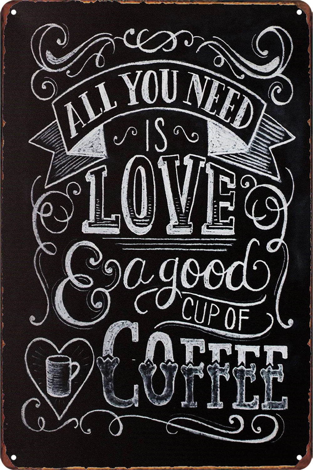 3x Love & Coffee All You Need Bar Tin Metal Sign Rustic Look Vintage