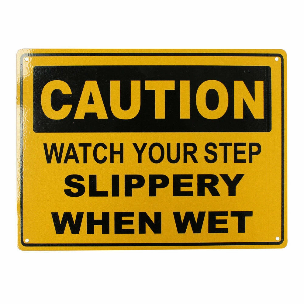 3x Warning Notice Caution Your Step Slippery When Wet Safe