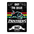 PENRITH PANTHERS OBEY THE RULES 1967 Tin Metal Sign Rustic Look Vintage - Tin Sign Factory Australia