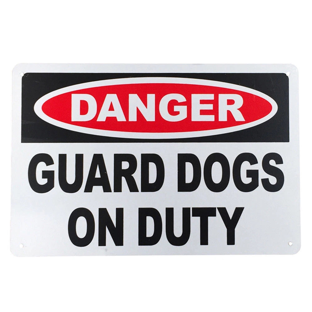2x Warning Sign Guard Dogs on Duty Danger 200x300mm Security Property