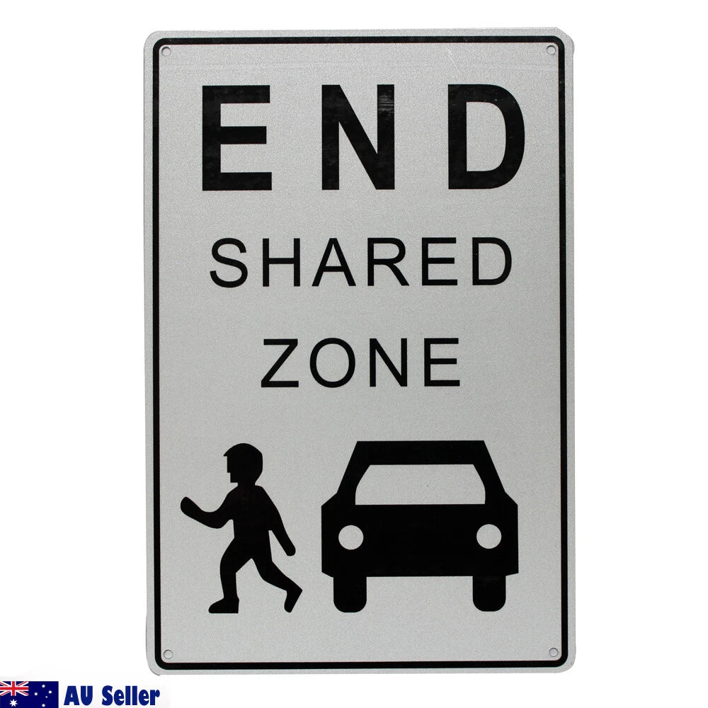 2x Warning Notice End Shared Zone Sign 200x300mm Quality Metal