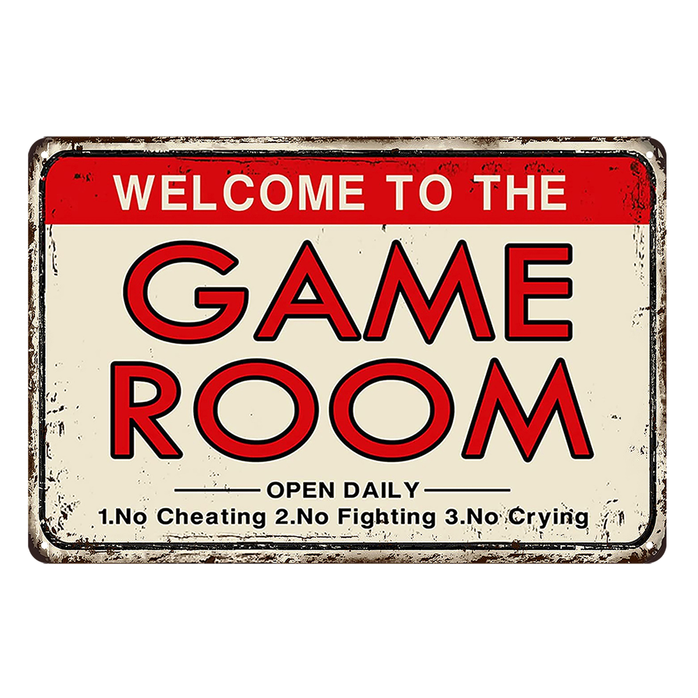 GAME ROOM WELCOME Rustic Metal Sign Vintage Tin Shed Garage Bar - Tin Sign Factory Australia