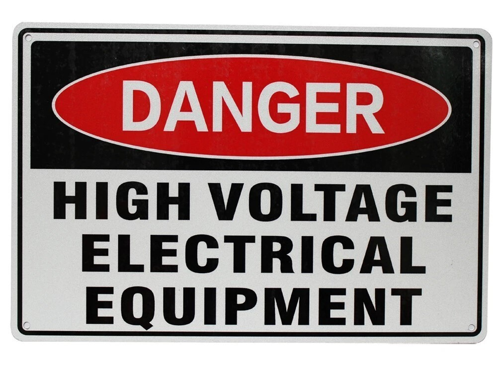 HIGH VOLTAGE Home Wall Man Cave Rustic Look Workshop Pub Bar Warning Metal Sign