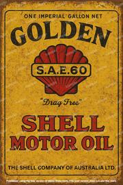 GOLDEN S.A.E. 60 Vintage Look Metal Sign Perfect for Bar, Garage, Pub & Man Cave