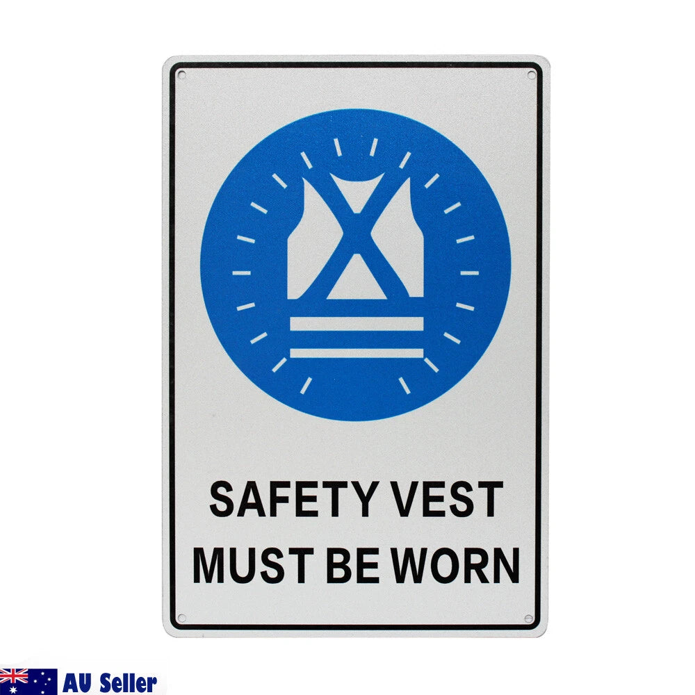 2x Warning Safety Vest Must Be Worn Sign 200x300mm Outdoor Workplace