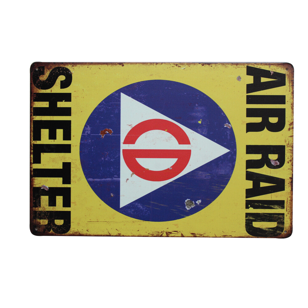 Tin Sign Vintage Retro Air Raid Shelter Warning Metal sign 200x300mm Man Cave - Tin Sign Factory Australia