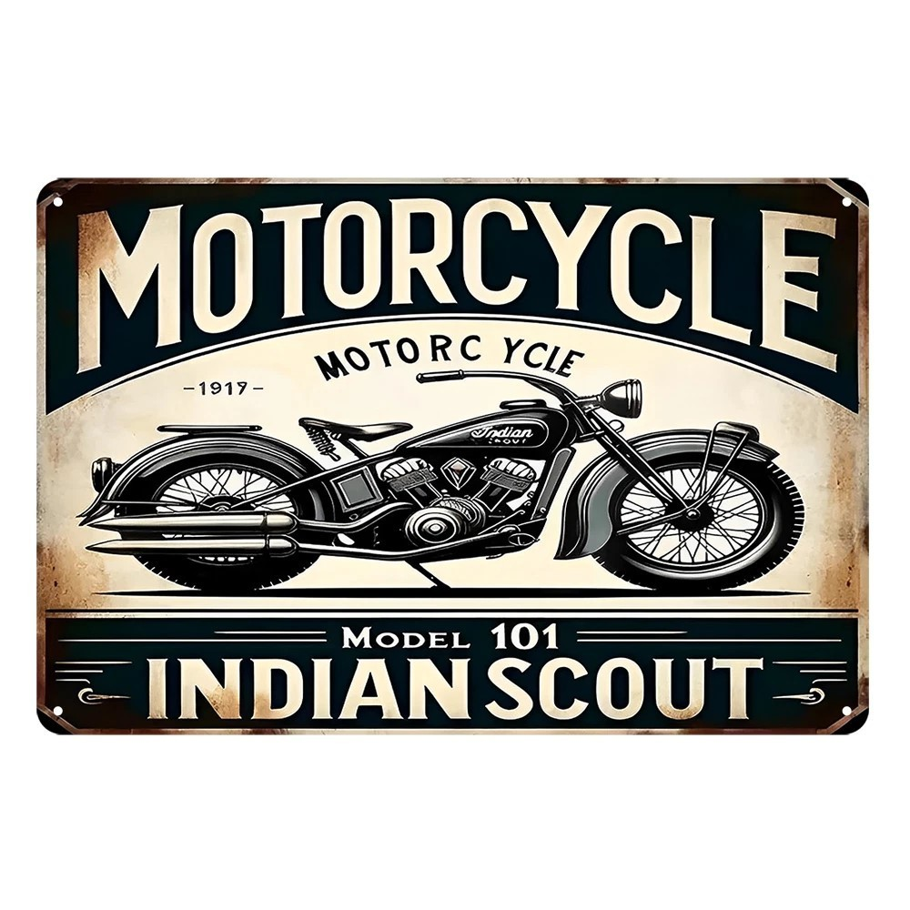 INDIAN SCOUT 101 Motorcycle Vintage Retro Tin Metal Sign Garage Man Cave Decor