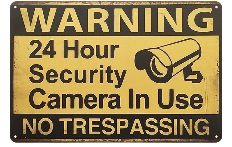 CAMERA IN USE Home Rustic Look Man Cave Shed Garage Bar Pub Metal Tin Sign - Tin Sign Factory Australia