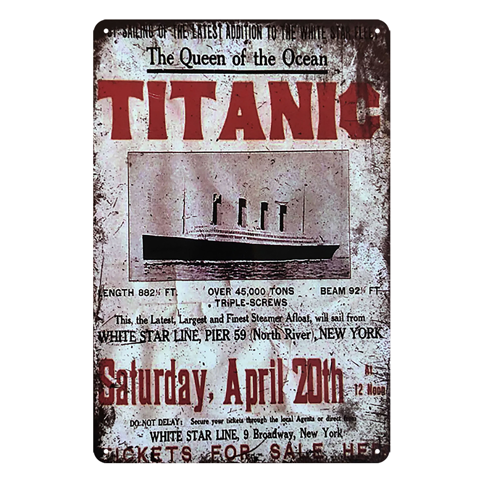 TITANIC POST Rustic Metal Tin Sign Vintage Shed Garage Bar Man Cave - Tin Sign Factory Australia
