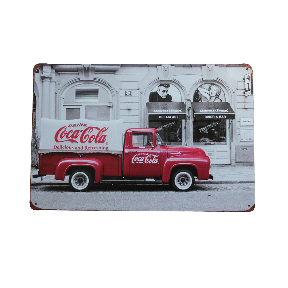 Metal Tin Sign Coca Cola Truck MAN CAVE brand new 200x300mm - Tin Sign Factory Australia