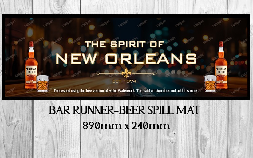 ORLEANS (890mm X 240mm) Non-Slip Rubber Mat for Home Bar, Man Cave & Shed - Tin Sign Factory Australia
