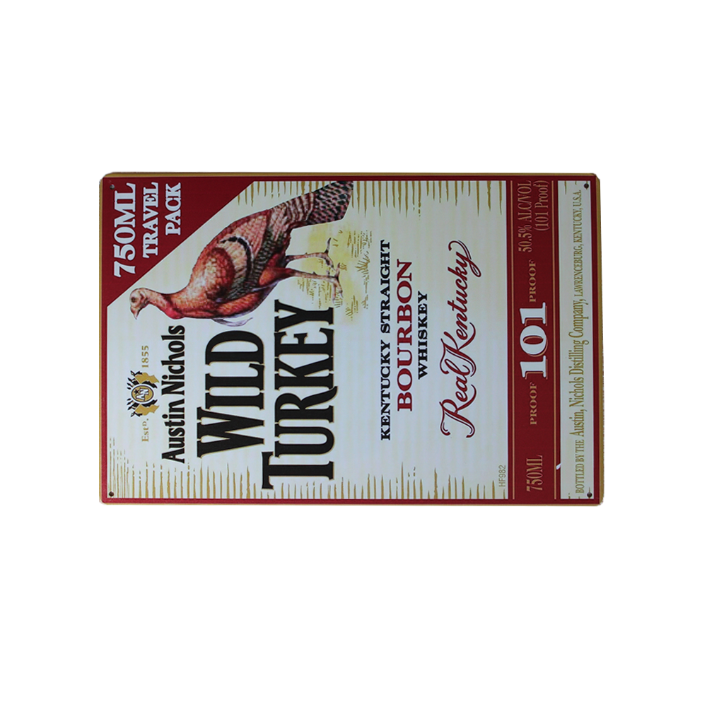 WILD TURKEY Metal Tin Sign  200x 300mm Rustic Vintage Rustic Garage Bar Man Cave - Tin Sign Factory Australia