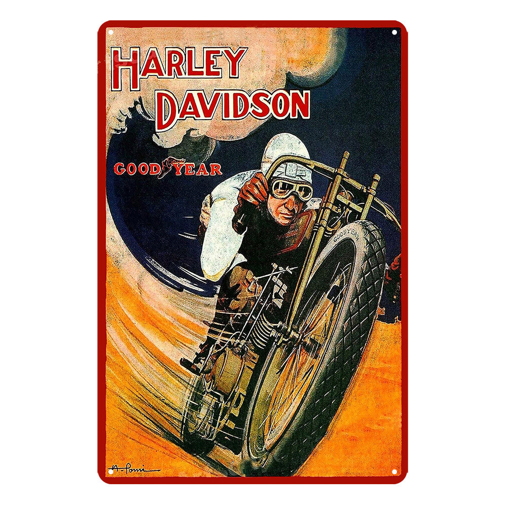 Good Year Motor Cycles Harley-Davidson Rustic Tin Sign Vintage Garage Bar product image