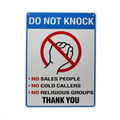 Warning Sign Do not Knock No Sales No Cold Callers No Religious 200x300mm - Tin Sign Factory Australia