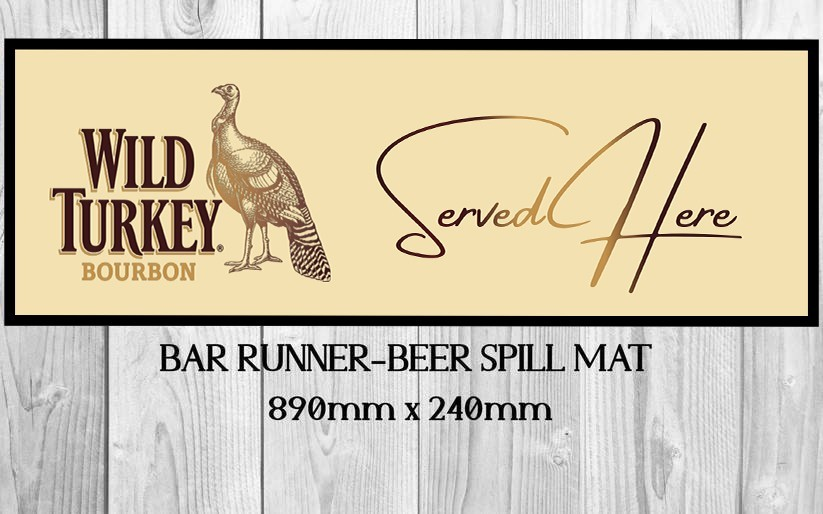 WILD TURKEY (890mm X 240mm) Non-Slip Rubber Mat Man Cave Shed Pub Bar Runner - Tin Sign Factory Australia