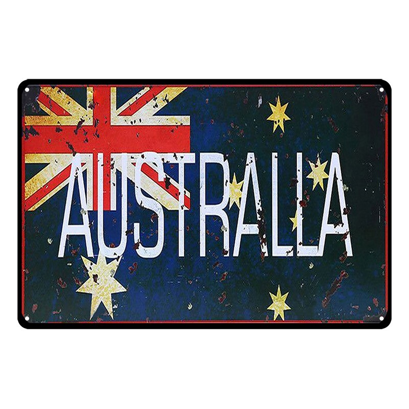 Tin Metal Sign AUSTRALIA FLAG 20x30cm Rustic Look Vintage - Tin Sign Factory Australia