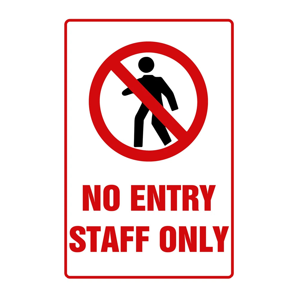 3x Warning No Entry Staff Only Rustic Metal Sign Vintage Tin