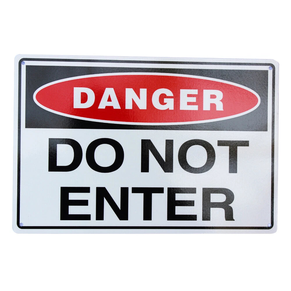 2x Warning Danger Do Not Enter Sign 200*300mm Metal Reflective Sign