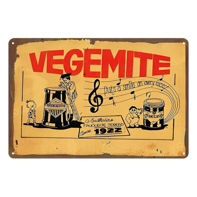 Tin Metal Sign VEGEMITE AUSTRALIAS FAVOURITE SPREAD 20x30cm Rustic Vintage - Tin Sign Factory Australia
