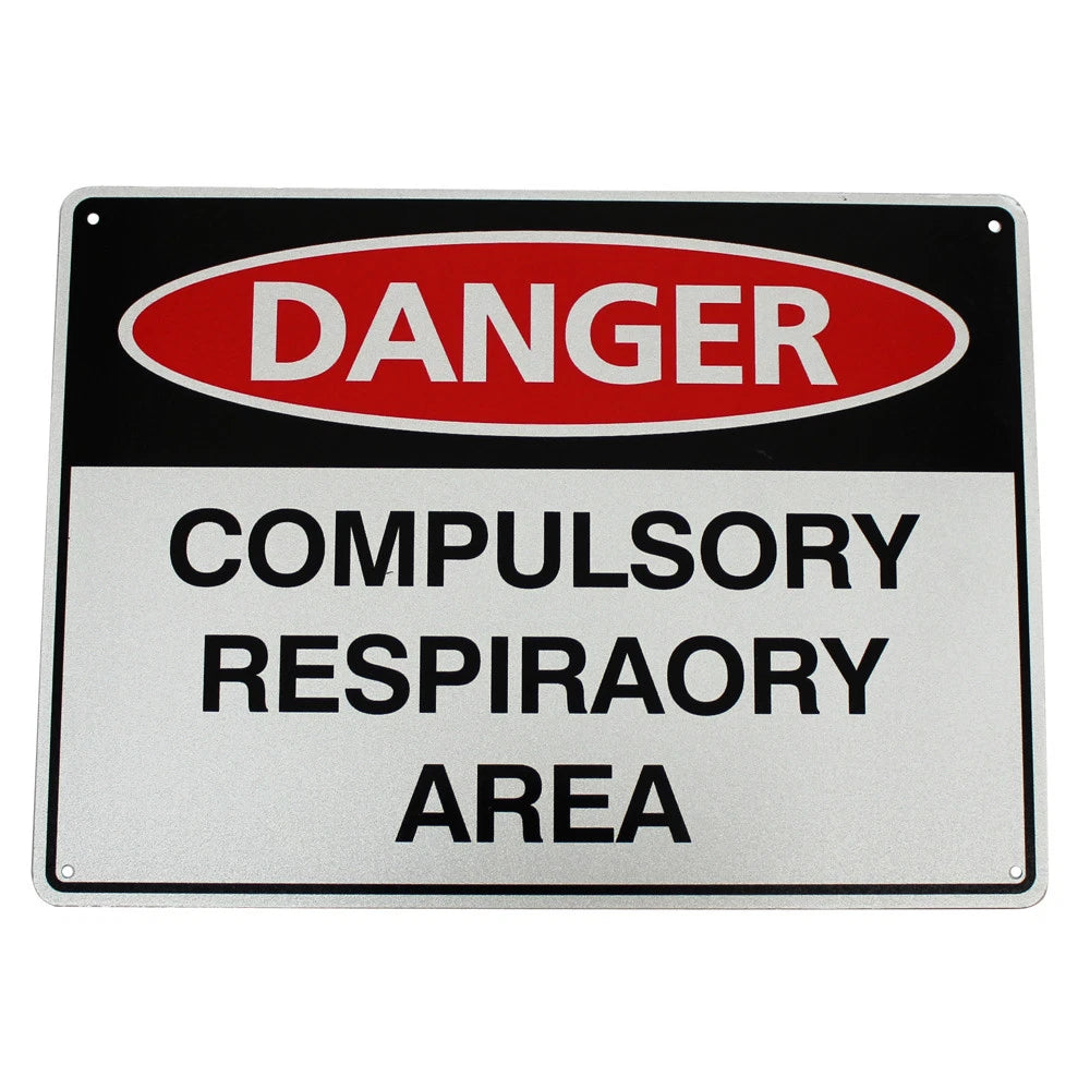 Warning Danger Compulsory Respiraory Area Sign 300*200mm Metal Safety