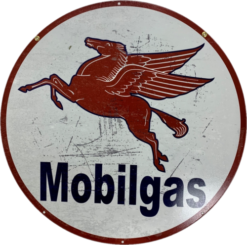 Mobilgas Mobil Gas Metal Bar Sign Round Single Sided 560mm - Tin Sign Factory Australia