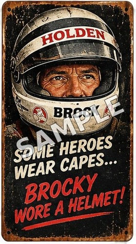 Peter Brock Holden Racing Hero Helmet Vintage Tin Sign Man Cave Garage - Tin Sign Factory Australia
